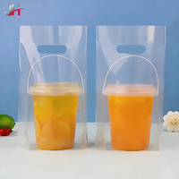 Aangepaste bedrukte plastic afhaalzak met handvat, wegwerpverpakkingszak, draagtas van plastic voor verpakkingen, 119 mm Dominator beker