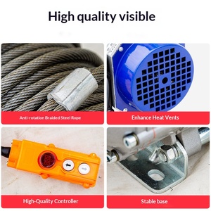 1,5T Multifunktionaler Horizontaler Seilzug mit Aluminiumgehäuse, Drahtseil-Schlinge und Fernbedienung, 380V/220V Motor - Product Image 2