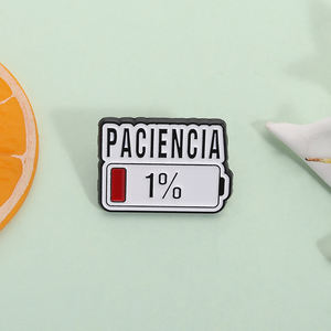 Spanische Paciencia Emaille-Anstecknadeln mit niedrigem Batteriestand, 'One Percent Patience' lustiges Zitat, Brosche, Rucksack-Anstecker, Schmuck, Geschenk, Großhandel - Product Image 2