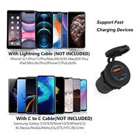 Prise de charge QC4.0 PD Type-C et ports USB, prise de courant USB C 12V, prise allume-cigare pour voiture, bateau, moto, golf