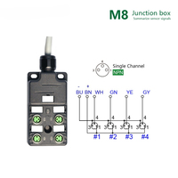 Boîtier de distribution électrique étanche IP67 à 4 ports M8, boîte de jonction 8 voies I/O avec sortie de câble libre pour capteurs