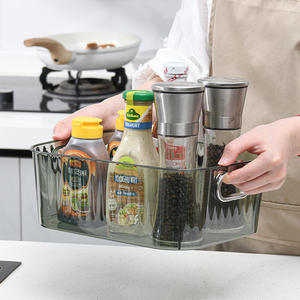 Boîte de rangement transparente vert foncé pour bureau 5L avec poignées pour organiser le maquillage et les produits de soin - Product Image 5