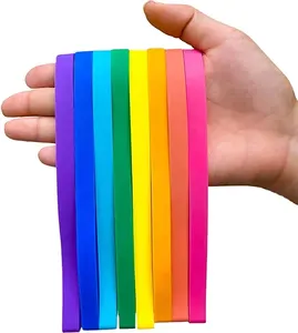 DLSEALS长硅胶彩虹弹力橡皮筋什锦彩色包装带8件