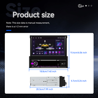 Podofo 1 Din Android autoradio 8 cœurs 7 "6 + 128G Audio de voiture manuel écran rétractable sans fil Carplay & Android Auto WiFi GPS 4G