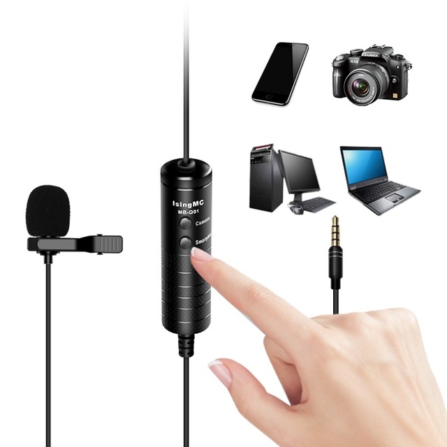Microphone MB-Q01 6m Clip-on Lavalier Mini Micro Audio 3.5mm Collar Condenser Lapel Mic for Recording Canon iPhone DSLR Cameras