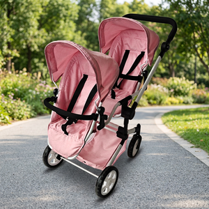 Apexcel Poussette double de luxe pour poupées, poussette de jogging, landau, poussette combinée, chaise haute, porte-bébé, chariot, en plastique et mousse, OEM ODM, 2-4 ans - Product Image 3