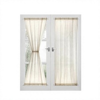 Rideau de cuisine transparent Devola aspect lin 100% polyester moderne long/court couleur unie beige bistrot 132x183cm 1 pièce
