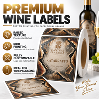 Étiquettes de bouteilles de vin personnalisées de qualité supérieure, papier texturé gaufré Reptile, autocollants en rouleau auto-adhésifs avec feuille métallique