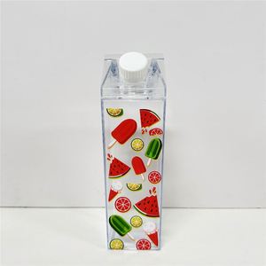 New Leakproof Reusable <b>Milk</b> Carton Shaped Double Wall Clear <b>Plastic</b> 500ml 1000ml Direct Drinking Dishwasher Safe Unisex <b>Bottle</b> - Product Image 5