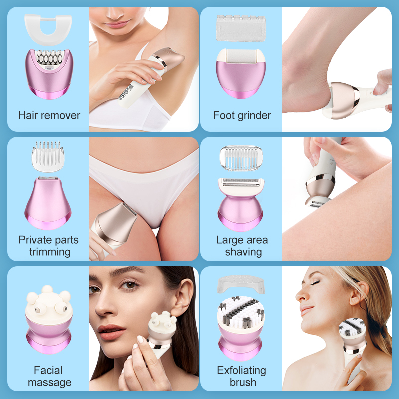 IRUIBEAUTY 6-в-1 Водонепроницаемый IPX7 Эпилятор фиолетовый 61 Эпилятор с пользовательским логотипом для женщин оптом