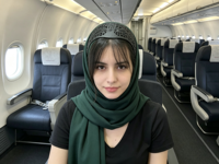 Bande de fixation pour hijab musulman en nylon durable, motif aile noire sablée, design géométrique élégant et creux, avec support de hijab dissimulé