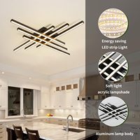 Plafonnier LED moderne, lampe de plafond noire linéaire géométrique, bande lumineuse créative pour salon et chambre à coucher