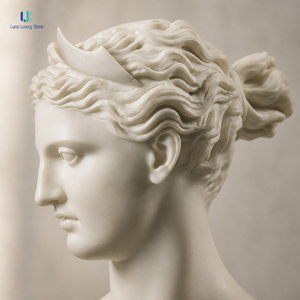 Busto de Mármol Blanco Puro <span class=keywords><strong>Luca</strong></span> |   Escultura de Cabeza de Diosa Diana Tallada a Mano, Decoración para el Hogar, Sala de Estar u Oficina, Arte Coleccionable, Regalo - Product Image 4