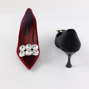 European American Style Women's Pumps High <strong>Heels</strong> <strong>Stiletto</strong> with Rhinestone <strong>Low</strong> Mouth Suede Pointed <strong>Heels</strong> Slip-On Closure - Product Image 5