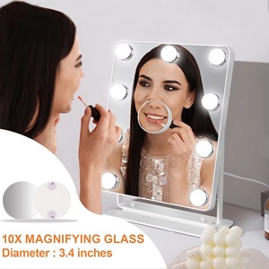 Hot-bán 9-bóng Đèn LED máy tính để bàn trang điểm gương 3-MÀU Magnifying và có thể điều chỉnh trang điểm bảng gương - Product Image 5