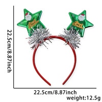 Serre-tête étoile à cinq branches de Noël, décoration de fête de Noël, serre-tête étoile dorée en feuille d'or