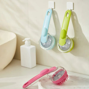 Brosse de bain ergonomique en silicone souple pour animaux de compagnie avec trou de suspension et peigne anti-poils pour la toilettage et le nettoyage des chiens - Vente en gros - Product Image 5