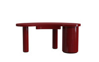 Bureau contemporain personnalisé en HDF peint avec dessus arrondi, tiroirs sur piétement, rangement OEM ODM pour hôtel, bureau, suite, villa, salle d'étude
