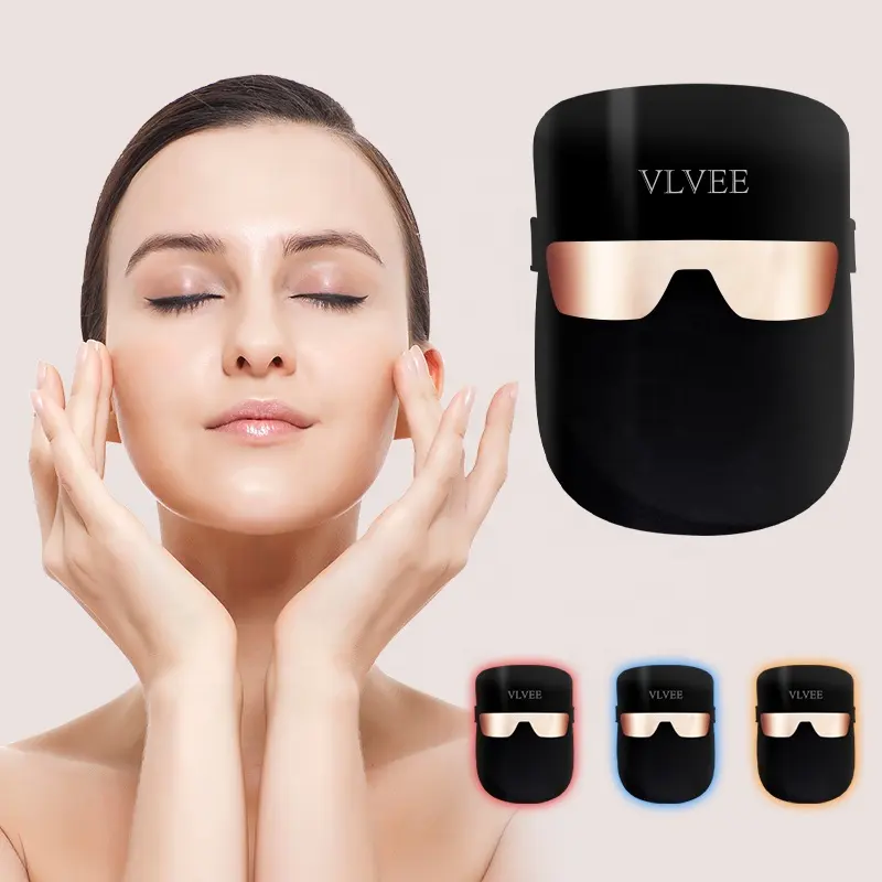 Professionelle VLVEE 3-farbige Led-Gesichtsmaske Led-Gesichtsmaske Maschine Hautverjüngung Schönheitsmittel für den heimgebrauch