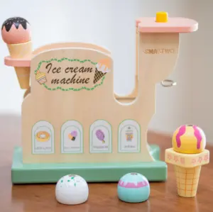 Jouet de sorbetière en bois pour enfant en bas âge, ensemble de jeu de jouets alimentaires pour cuisine d'enfant, chariot de comptoir de crème glacée, boutique