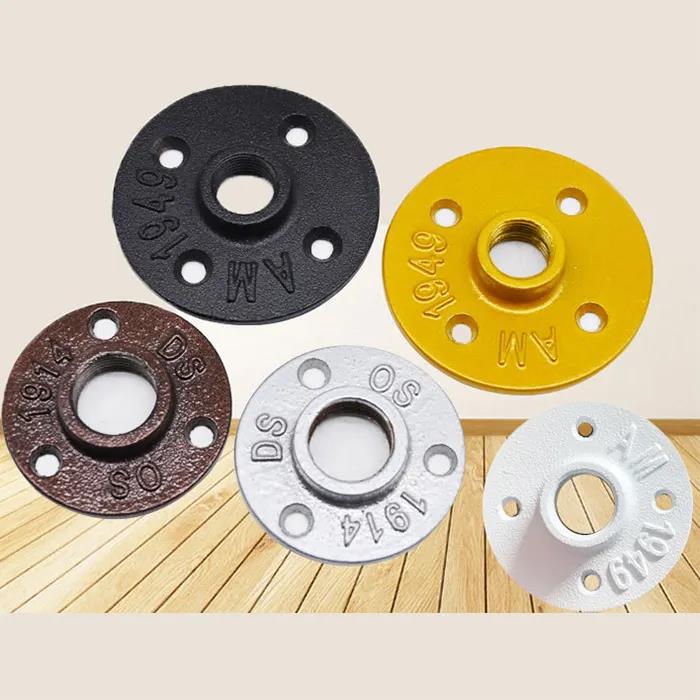 1/2 дюймов резьбовой напольный фланец в стиле ретро черный ковкий чугунный стальной трубный фитинг для промышленных осветительных приборов