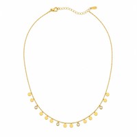 Meilleure Vente 2026 Collier Pendentif Disque Rond Bijoux Zircon Tendance Collier Femme Acier Inoxydable Plaqué Or