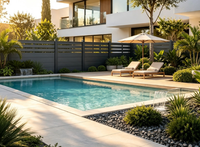Clôture de jardin décorative moderne découpée au laser, panneaux de clôture horizontaux noirs thermolaqués pour jardin et piscine