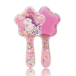 Bán buôn dễ thương tóc bàn chải với hình dạng ngôi sao Sequins QuickSand Detangling Đệm Massage trẻ em long lanh Kid cô gái mịn ướt Lược - Product Image 6