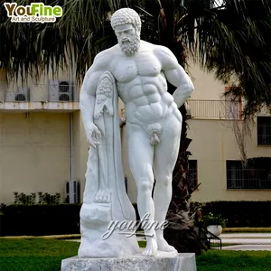 Hand Carved Classical Outdoor Garden Decor Greek Marble Hercules Statue Sculpture