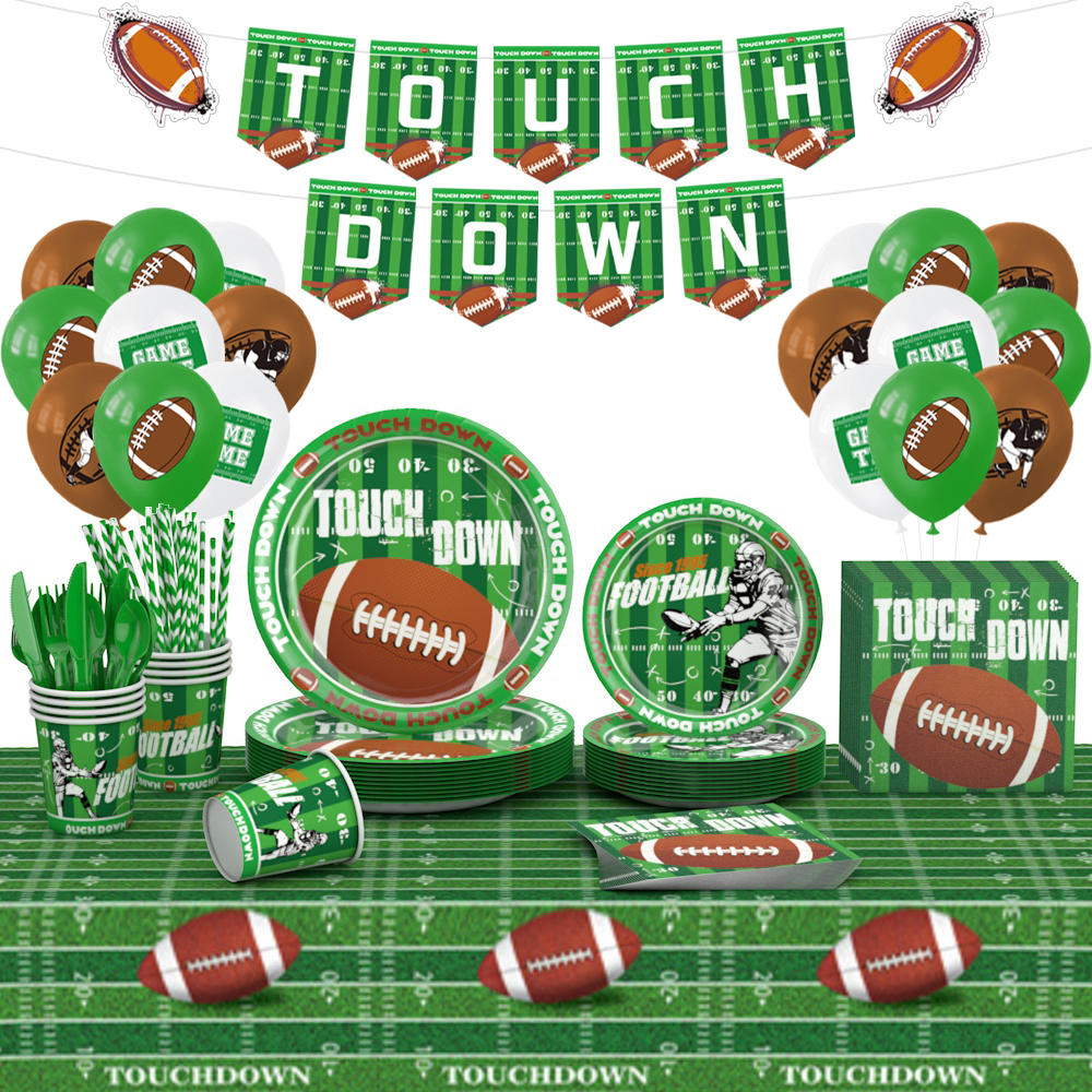 Super Bowl Rugby Disposable Paper Tray Cup Towel Tableware Set Europe America Style American Football Party Decoration