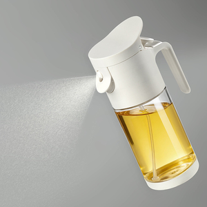 Distributeur d'huile d'olive en verre de luxe 2-en-1 avec bouchon rabattable, pulvérisateur et bec verseur anti-goutte pour sauce soja, avec poignée - Product Image 3