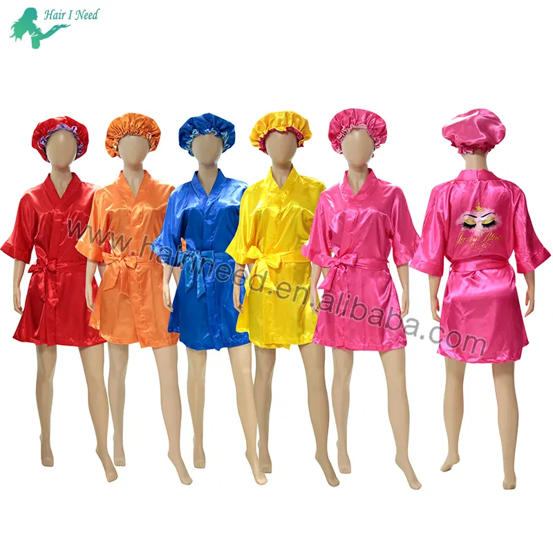 High Quality Custom Logo Luxury Ladies Satin Kimono Bathrobes Women Solid Pure Silk Robes Party Satin Robe