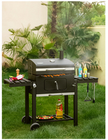 Barbecue à charbon de bois Grills Garden Backyard Classic Grand espace de cuisson BBQ Party Square BBQ Grill avec chariot