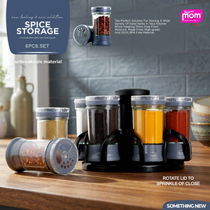 Anax Food <b>Spice</b> Storage Set 6Pcs Rotatable Airtight Bpa Free Plastic <b>Jars</b> with Handles 1-3L Capacity Modern Design - Product Image 2