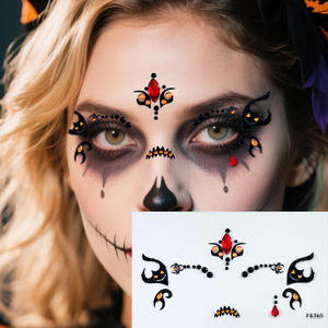 Autocollants pour le visage d'Halloween en gros, bijoux pour le visage, araignée, chauve-souris, strass, <span class=keywords><strong>maquillage</strong></span> d'<span class=keywords><strong>horreur</strong></span>, tatouage pour le visage 3D auto-adhésif - Product Image 5