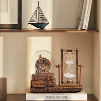 Ornement créatif vintage en résine, globe à neige en forme de tour avec sablier, minuteur décoratif pour la décoration de la maison, du bureau ou de la table