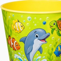Poubelle ronde personnalisée en PP écologique avec impression 3D de dessins animés, résistante aux chutes pour enfants