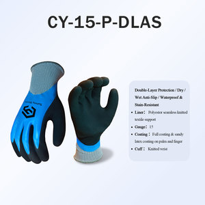Gants de sécurité double protection CY en polyester antidérapant, certifiés CE, avec revêtement en latex sablé, calibre 15, forte adhérence, imperméables – Offre Spéciale - Product Image 3
