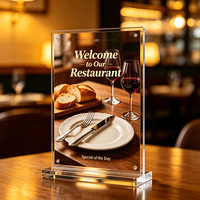 Porta Menús de Acrílico Personalizado para Mesa de Restaurante, con Logotipo/Texto/Tamaño Personalizado, para Restaurante, Cafetería, Bar, Comercio Minorista, Mostrador