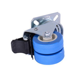 MW 3 Zoll obere Platte drehbar Doppel rad blau PVC Zwillinge Lenkrad mit Bremst isch rad - Product Image 5