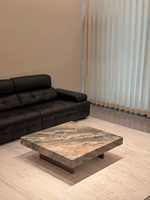 Table basse moderne en marbre brun naturel de luxe pour salon, mobilier pour hôtel et villa