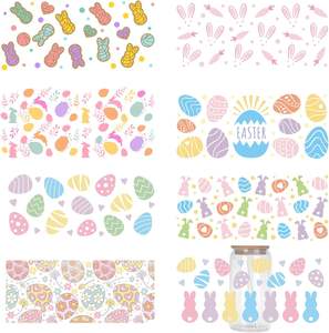 Calcomanías Personalizadas de Huevos de Conejito de Pascua con Protección UV, Resistentes al Agua, con Diseño Floral, Transferencias Termoadhesivas para Tazas, Botellas, Manualidades, Muebles y Bricolaje - Product Image 1
