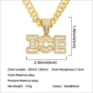 Collier Pendentif Lettre en Alliage Hiphop Exagéré Plaqué Or Personnalisé pour Hommes – Bijou Tendance Très Vendu - Product Image 4