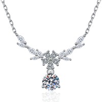 Collier pendentif goutte d'eau en moissanite 1 carat couleur D VVS, motif fleur d'épi de blé, en argent 925 de luxe avec certificat GRA, pour femme