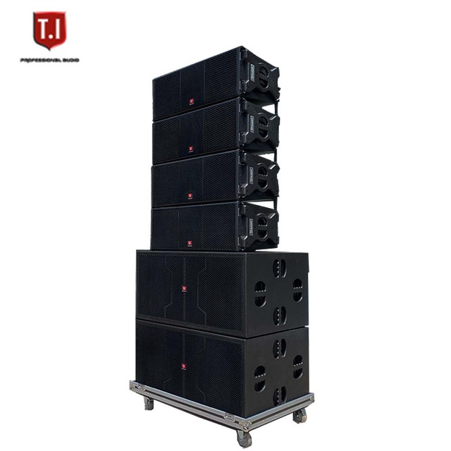T.I Pro Audio 3000 Watts peak High Powered Active Dual 12 Inch Line Array Speaker Design for Church/concert/commercial Events