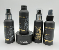 Pot de cire de bouteille en plastique cosmétique noir mat givré haut de gamme et ensemble de pompe de pulvérisation de cheveux 30% 50% 100% PCR pour emballage de shampooing