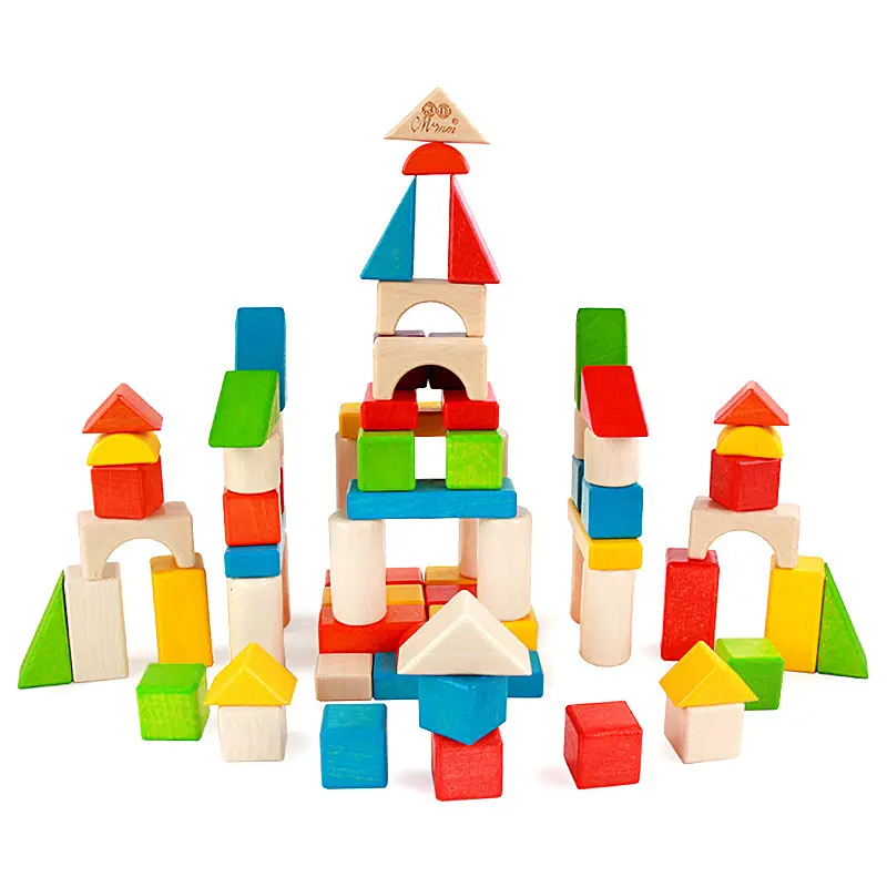 Custom Shape Stacking Wooden Building Blocks Set Bricks Construct Toy