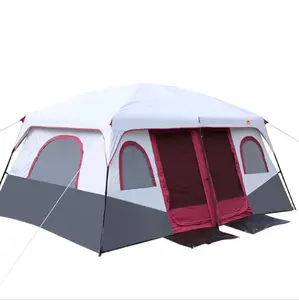 Tende all'aperto per campeggio con 2 porte-8 persone tenda impermeabile antivento facile da installare, tenda familiare con divisori tenda da sole (2 camere)