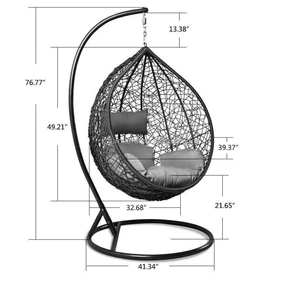 Chaise suspendue en rotin PE de haute qualité pour jardin et extérieur, pliable, en forme d'œuf, pour une durabilité et une sécurité accrues - Product Image 6