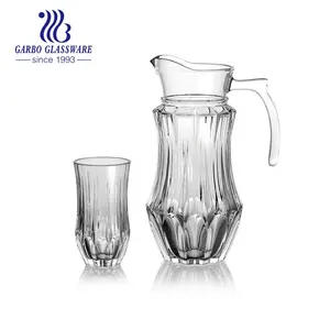Engraved glass jug hiqh-quality clear glass water drinking set with 6pcs of glass tumblers for water juice drinking in home